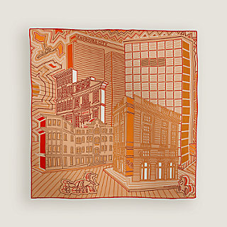 HERMES 地図風デザイン シルクハンカチ Faubourg City scarf 70 - Beige | Hermès Mainland China